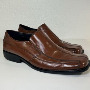 Steve Madden P Fire Mens 13 Loafer Shoes Brown Leather Square‎ Toe